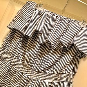 J Crew Strapless Striped Jumpsuit